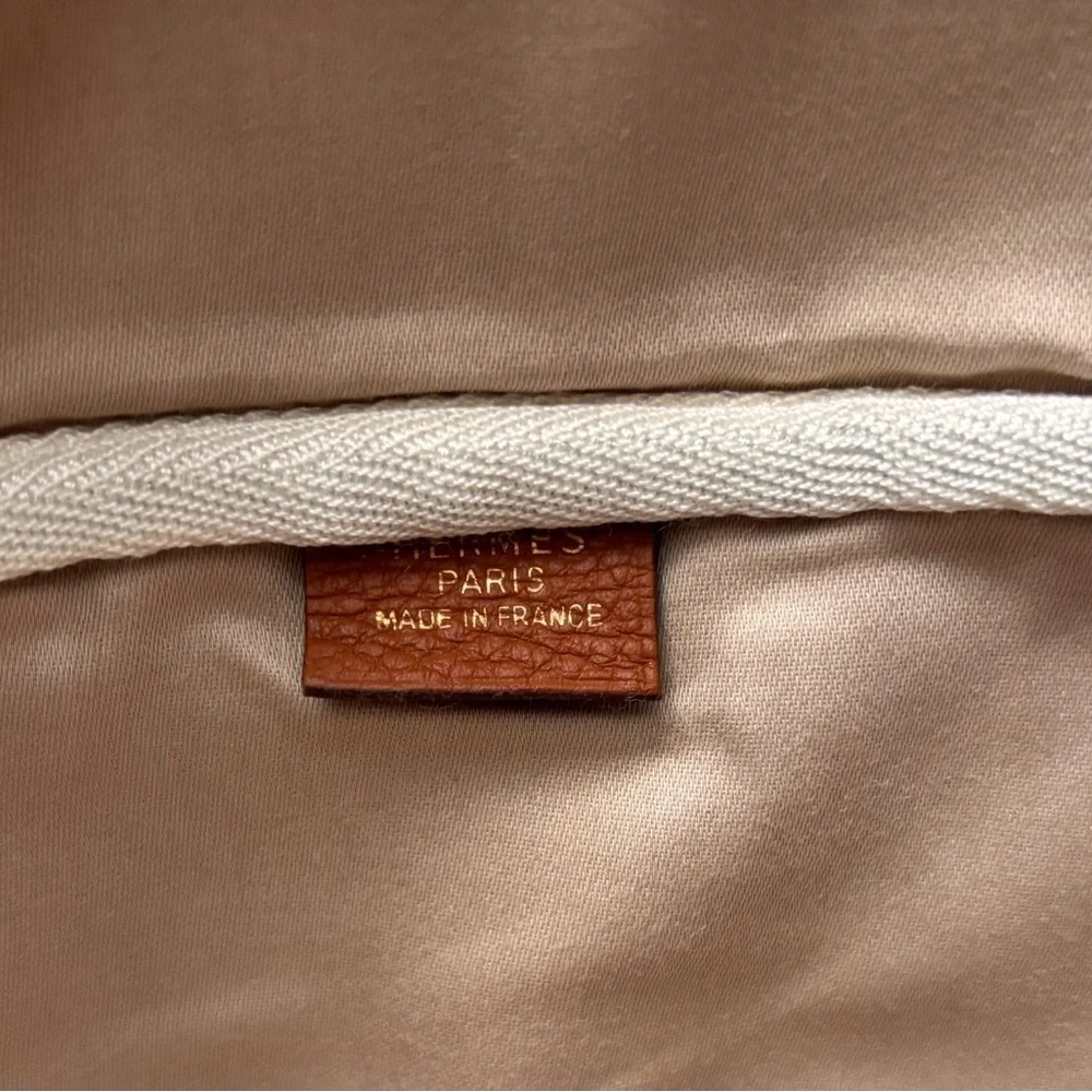 Authentic HERMES Victoria 43 clemence gold brown leather duffle bag unisex